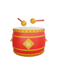 3D illustration of Chinese Drum icon Chinese New Year design png