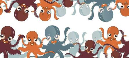 Octopus for children. Underwater world. Vector isolated illustrations for children's design, packaging.