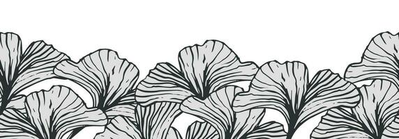 Ginkgo leaves decorative border are highlighted on a white background. A pattern of leaves. Vector illustration. For nature, eco and design. Hand-drawn plants, a frame for a postcard.