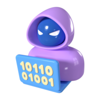 hacker, 3d, ilustración, icono png