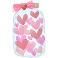 Illustration of a jar filled with hearts png