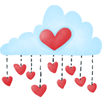 Illustration of a cloud with rain falling in the shape of a heart png