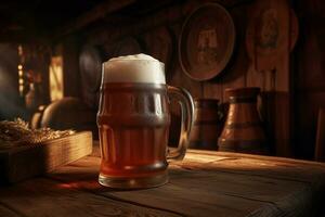 AI generated Large beer mug in brewery bar. Generate ai photo