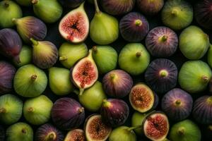 AI generated Green and purple fig fruits background. Generate ai photo