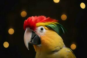 AI generated Colorful parrot closeup. Generate AI photo