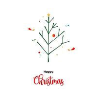 Happy christmas minimal tree greeting on white background vector