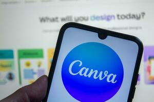 Afyonkarahisar, Turkey, December 20, 2023. Canva logo displayed on smartphone screen. photo