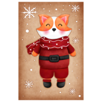 Watercolor gingerbread cookie clipart.Cookie with cute baby corgi in red santa outfits illustration.Christmas cookie. png