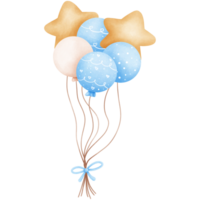 Watercolor pastel balloons bunches illustration.Birthday party decoration. png