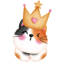 aquarelle adorable bébé calicot chat avec couronne illustration. png