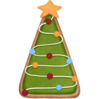 Adorable watercolor christmas cookie clipart.Christmas gingerbread cookie with pie tree and star illustration. png