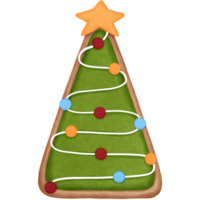 adorável aguarela Natal bolacha clipart.natal Pão de gengibre bolacha com torta árvore e Estrela ilustração. png