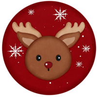 Watercolor gingerbread cookie clipart.Red gingerbread cokie with cute reindeer illustration. png