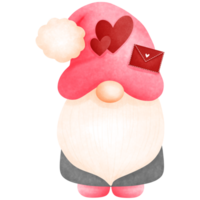 capricieux aquarelle Valentin gnome illustration.valentine gnome amoureux clipart.valentines journée. png