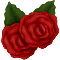 botánico acuarela rojo rosas con verde hojas ilustracion.romantico san valentin día decoraciones png