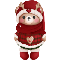 heiter Aquarell Weihnachten Teddy Bär im Santa Hut und festlich Outfits.skurril Urlaub Tier Clip Art. png