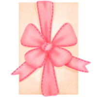 acuarela san valentin día regalo caja beige color con rosado arco cinta clipart. png