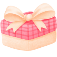 acuarela linda rosado y beige enamorado regalo caja con arco cinta clipart. png