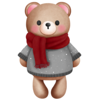 acuarela linda osito de peluche oso en Navidad trajes clipart.bosque animal acuarela clipart. png