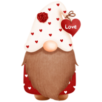 capricieux aquarelle Valentin rouge gnome garçon illustration.rouge Valentin gnome amoureux clipart. png