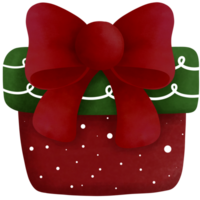 aquarelle rouge et vert cadeau boîte clipart.noel cadeau décoration. png