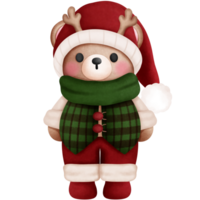 acuarela Navidad bebé osito de peluche oso en vistoso trajes y astas.vacaciones animal acuarela clipart. png