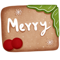 Watercolor christmas gingerbread cookie with holly berry clipart.Cookie Illustration. png