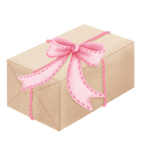 Aquarell Geschenk Box mit Band Bogen Clipart.minimalistisch Geschenk Dekoration. png