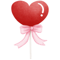 aquarelle rouge bonbons cœur avec rose ruban arc clipart.valentine aliments. png