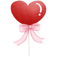 vattenfärg röd godis hjärta med rosa band rosett clipart.valentine mat. png