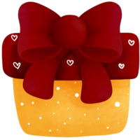 aquarelle rouge et Jaune cadeau boîte clipart.noel cadeau décoration. png