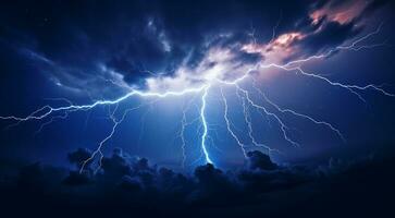 AI generated lightning in the sky, lightning in the night, fantastic lightning scene in the night, stormy day, lightning background, storm in the dark photo