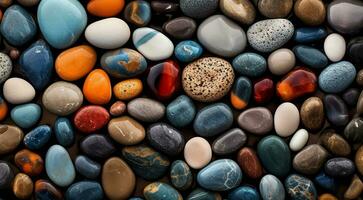 AI generated colored beach stones background, stones, colored stones photo