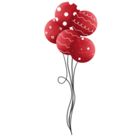 Adorable watercolor red balloons illustration. png