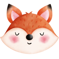 Watercolor fox illustration. Cute Animal Head illustration. png