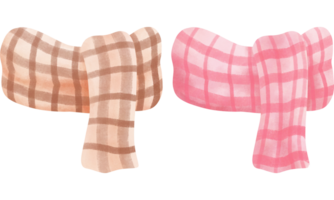 Hand drawing watercolor autumn clothes and accessories collection.Autumn brown and pink scarves clipart. png