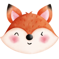 Watercolor cute fox illustration. Cute Animal Head illustration. png