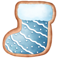 aquarelle Noël biscuit de mignonne bleu chaussette clipart. png