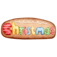 Watercolor christmas cookie with colorful letters. A festive and delicious holiday treat. png