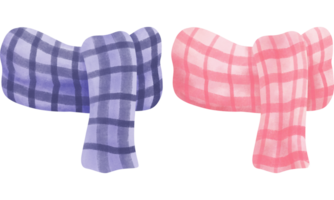 hand teckning vattenfärg höst kläder och Tillbehör samling.höst lila och rosa halsdukar ClipArt. png