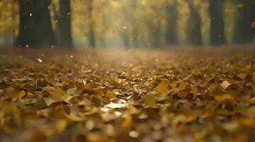 AI Generated A vibrant carpet of autumn leaves covers forest floor, creating a picturesque scene in heart of fall video