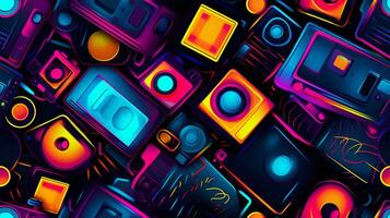 AI generated Abstract neon light futuristic technology background photo
