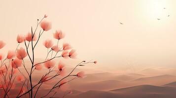 AI generated yellow pink soft color autumn flower blurred background photo