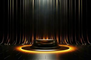 AI generated Abstract luxury dark gold platform podium for product presentation photo