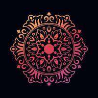 Gradient color mandala on black isolated background. Royal mandala art for yoga, meditation poster, packaging, banner, wallpaper, decoration ornament vector