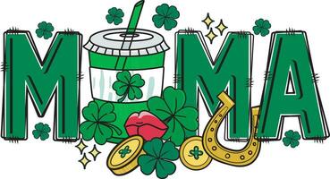 Mama Latte St. Patrick's Day Lucky Coffee T shirt Design vector