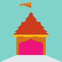 hindu temple with flag  free vector