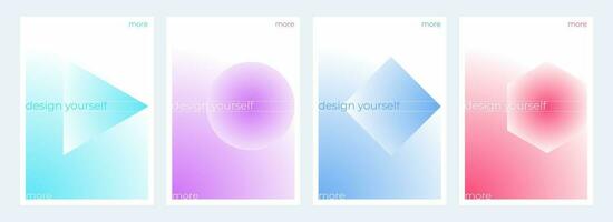 Set of posters design with soft colors gradients. Modern abstract background design. For print, social media post vector