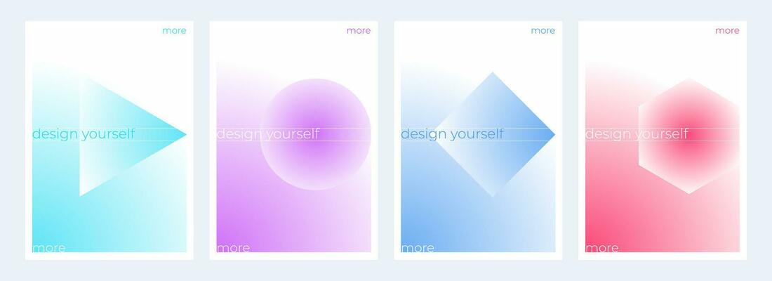 Set of posters design with soft colors gradients. Modern abstract background design. For print, social media post