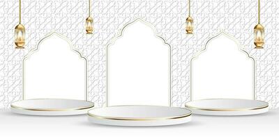 set of product podiums with an Islamic background. vector